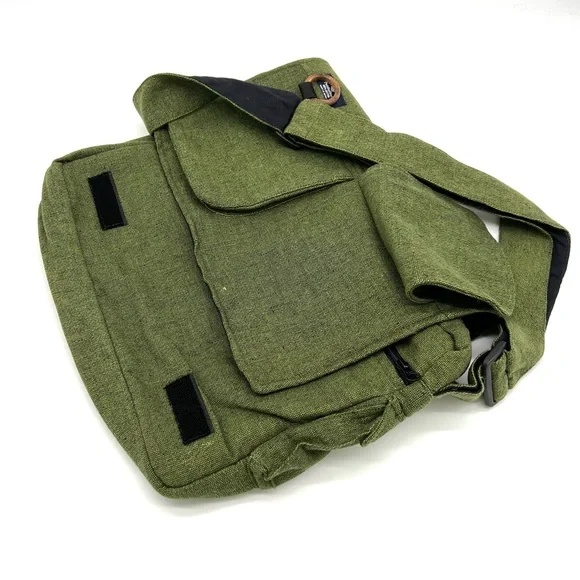 Multi pocket Cotton Embroidered Laptop Messenger Bag - Picture 8 of 15